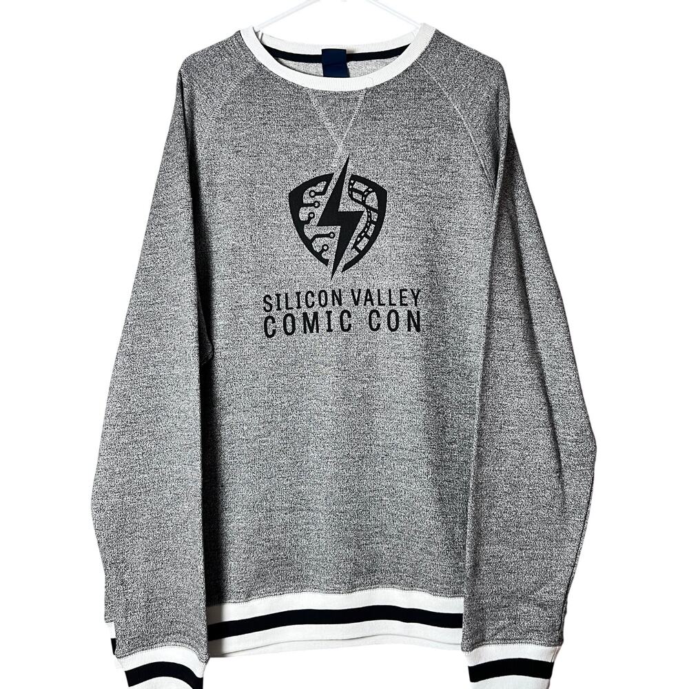J America XXL Silicon Valley Comic Con Crewneck Sweatshirt Gray Raglan Unisex